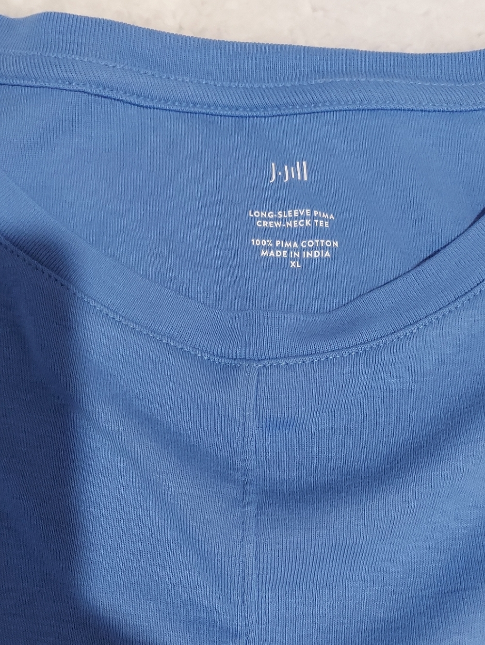 J. Jill Pima Long-Sleeve Crewneck Tee - Cornflower Blue